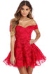 Sexy Red Strapless Drop Shoulder Lace Skater Dress
